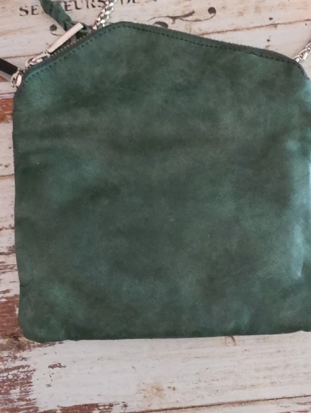 Free People Green Suede Envelope with Chain